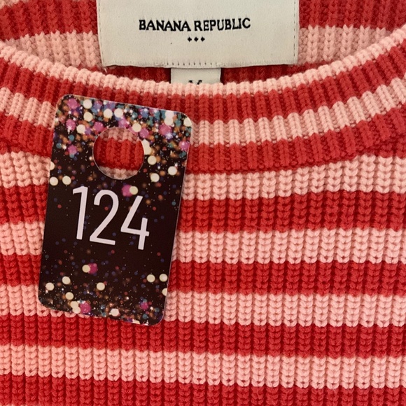 4/$20 Banana Republic Striped Ribbed Knit Sweater - Size Medium - Pink Stripe - Picture 5 of 5